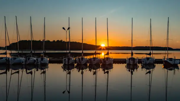 Zachód słońca nad jeziorem Kisajno, maj 2023 r.