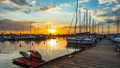 Zachód Słońca w Tle Dla Mew, jezioro Boczne, maj 2023 r.