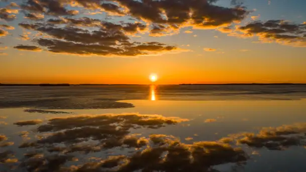 Zachód słońca nad Darginem z lotu ptaka, wiosna 2026 r.