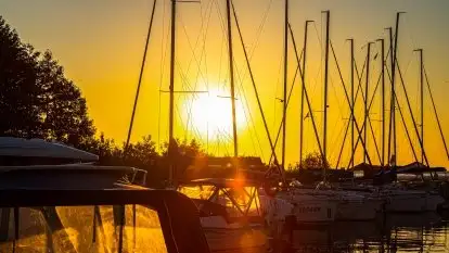 Zachód słońca, Skłodowo i jezioro Mamry