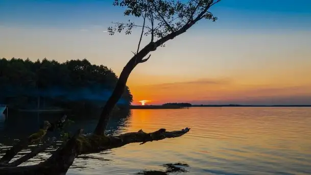 Zachód słońca nad jeziorami Dargin i Skarż Wielki