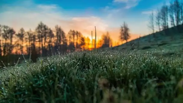 Majowy wschód słońca nad jeziorem Wojnowo